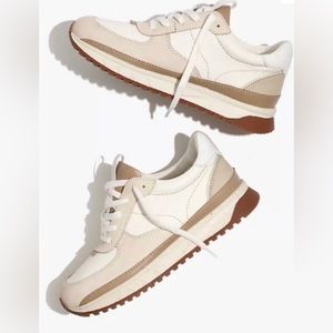EXCELLENT COND-LIKE NEW-Kickoff Trainer Sneakers in Neutral Colorblock Leather.